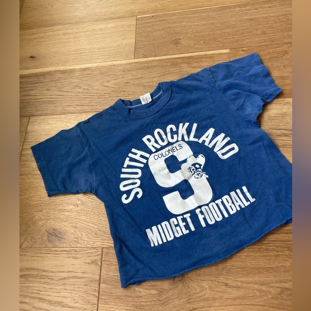 Vintage rockland maine midget football shirt womens baby tee small cropped